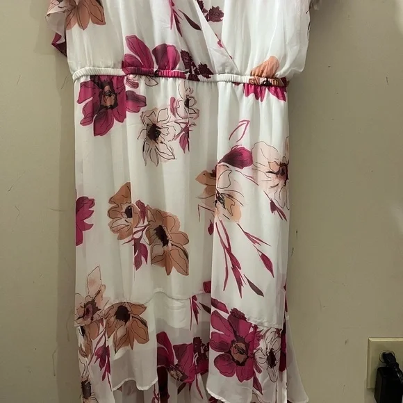 Lane Bryant size 28 floral summer dress elastic waist with belt lined - Picture 13 of 17